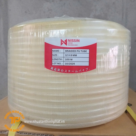 Dây Hơi Khí Nén PU Lưới Trắng