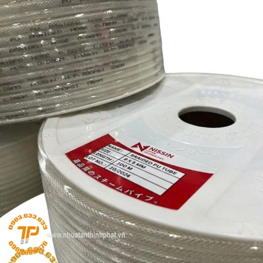 Dây Hơi Khí Nén PU Lưới Trắng